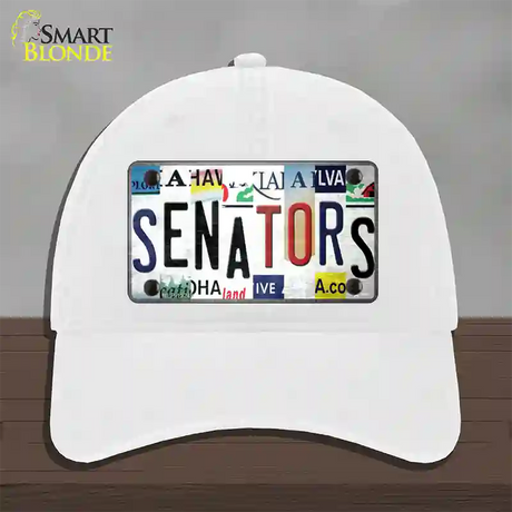 Senators Strip Art Novelty License Plate Hat Tag Unconstructed Cotton / White