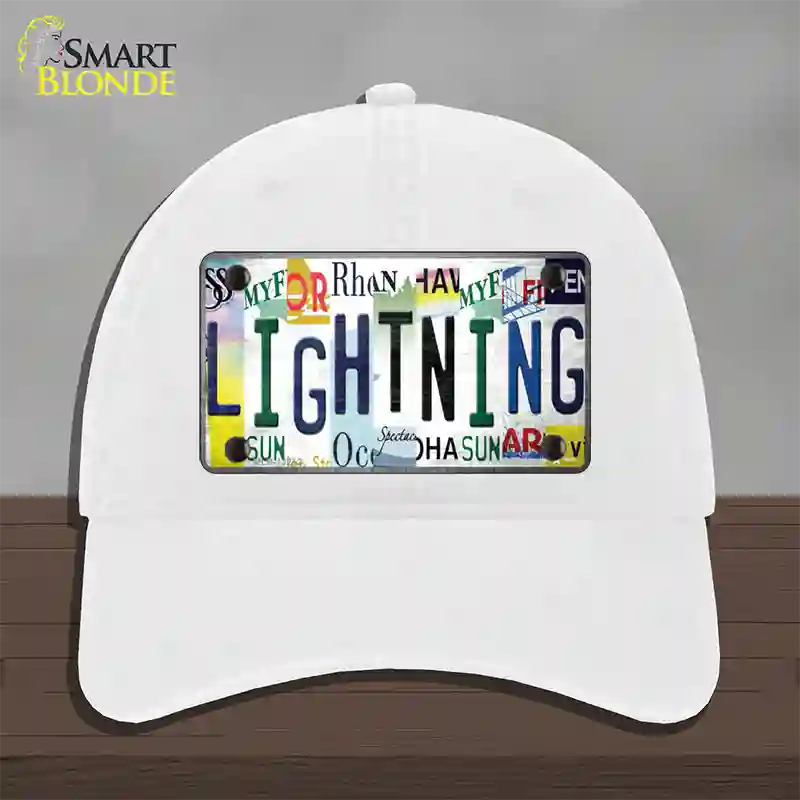 Lightning Strip Art Novelty License Plate Hat Tag Unconstructed Cotton / White