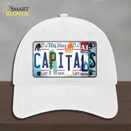 Capitals Strip Art Novelty License Plate Hat Tag Unconstructed Cotton / White