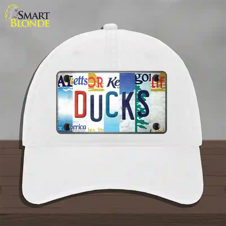 Ducks Strip Art Novelty License Plate Hat Tag Unconstructed Cotton / White