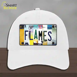 Flames Strip Art Novelty License Plate Hat Tag Unconstructed Cotton / White