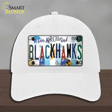 Blackhawks Strip Art Novelty License Plate Hat Tag Unconstructed Cotton / White