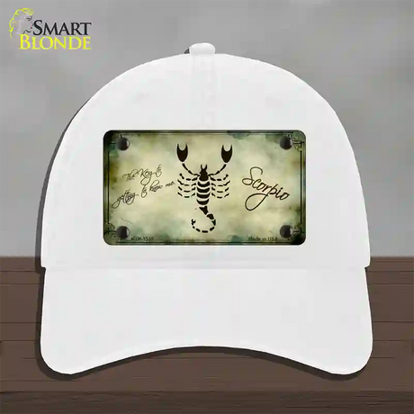 Scorpio Zodiac Novelty License Plate Hat Unconstructed Cotton / White