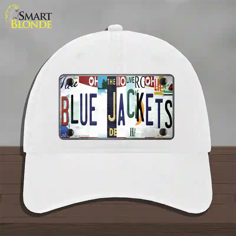 Blue Jackets Strip Art Novelty License Plate Hat Tag Unconstructed Cotton / White