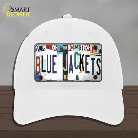 Blue Jackets Strip Art Novelty License Plate Hat Tag Unconstructed Cotton / White