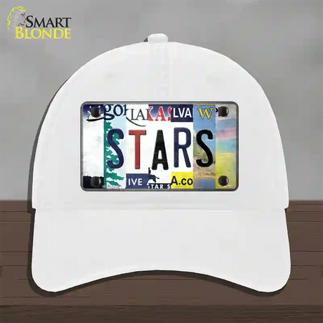 Stars Strip Art Novelty License Plate Hat Tag Unconstructed Cotton / White