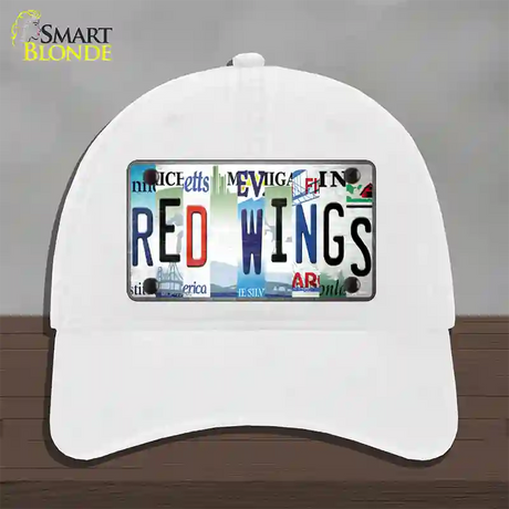 Red Wings Strip Art Novelty License Plate Hat Tag Unconstructed Cotton / White