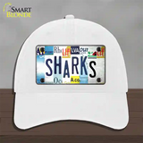 Sharks Strip Art Novelty License Plate Hat Tag Unconstructed Cotton / White