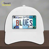 Blues Strip Art Novelty License Plate Hat Tag Unconstructed Cotton / White