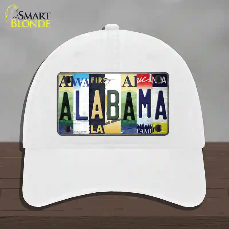 Alabama Strip Art Novelty License Plate Hat Tag Unconstructed Cotton / White