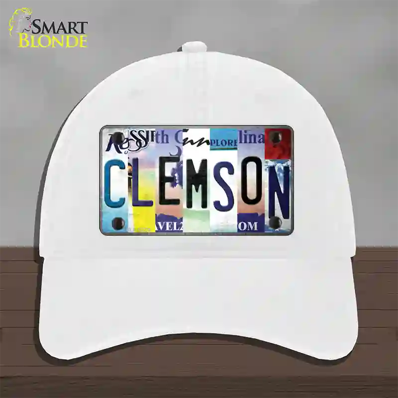 Clemson Strip Art Novelty License Plate Hat Tag Unconstructed Cotton / White