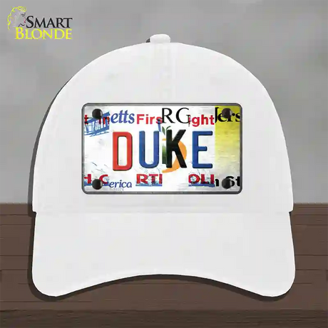 Duke Strip Art Novelty License Plate Hat Tag Unconstructed Cotton / White