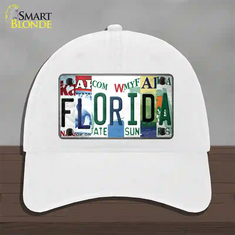 Florida Strip Art Novelty License Plate Hat Tag Unconstructed Cotton / White