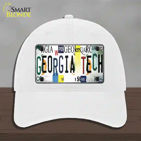 Georgia Tech Strip Art Novelty License Plate Hat Tag Unconstructed Cotton / White