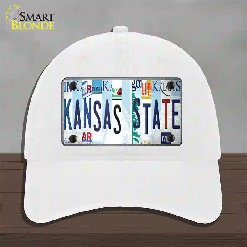 Kansas State Strip Art Novelty License Plate Hat Tag Unconstructed Cotton / White