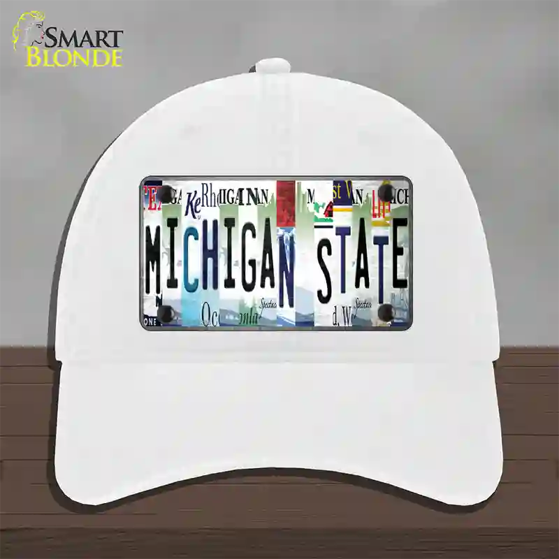 Michigan State Strip Art Novelty License Plate Hat Tag Unconstructed Cotton / White