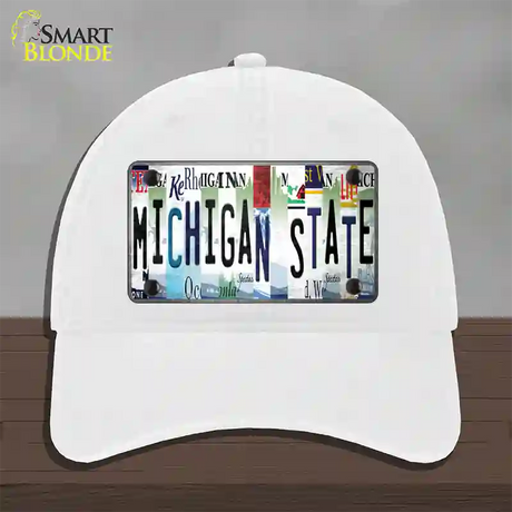 Michigan State Strip Art Novelty License Plate Hat Tag Unconstructed Cotton / White