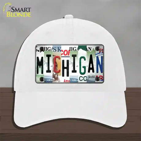 Michigan Strip Art Novelty License Plate Hat Tag Unconstructed Cotton / White