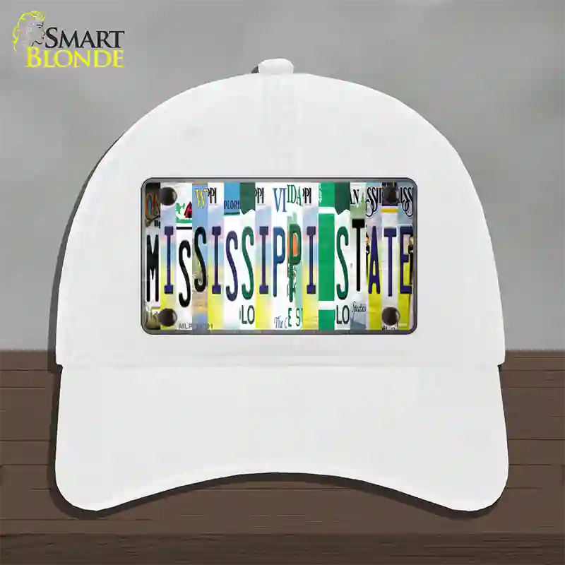 Mississippi State Strip Art Novelty License Plate Hat Tag Unconstructed Cotton / White