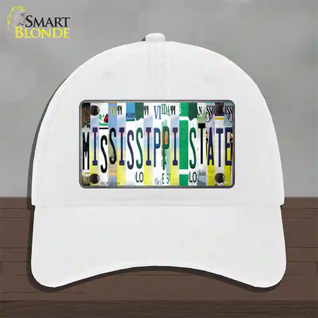 Mississippi State Strip Art Novelty License Plate Hat Tag Unconstructed Cotton / White