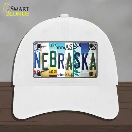 Nebraska Strip Art Novelty License Plate Hat Tag Unconstructed Cotton / White