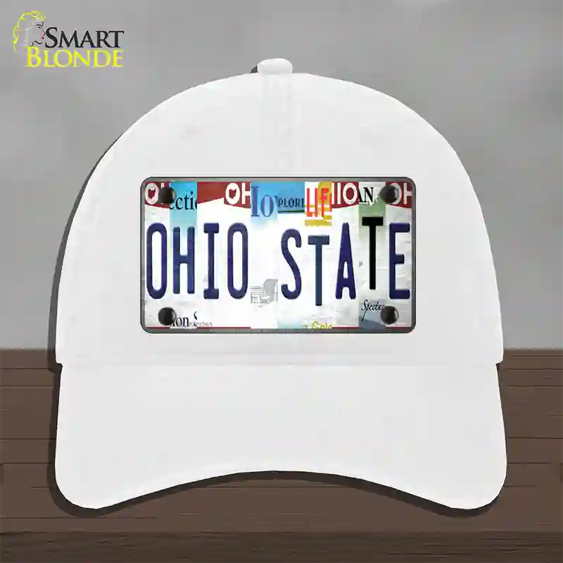 Ohio State Strip Art Novelty License Plate Hat Tag Unconstructed Cotton / White