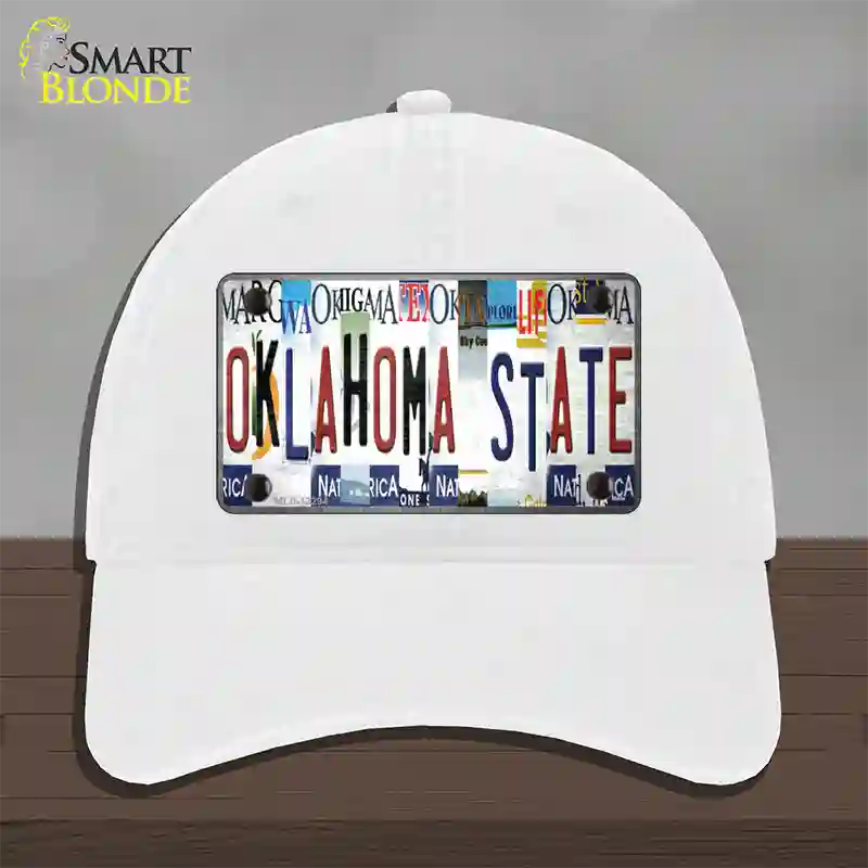 Oklahoma State Strip Art Novelty License Plate Hat Tag Unconstructed Cotton / White