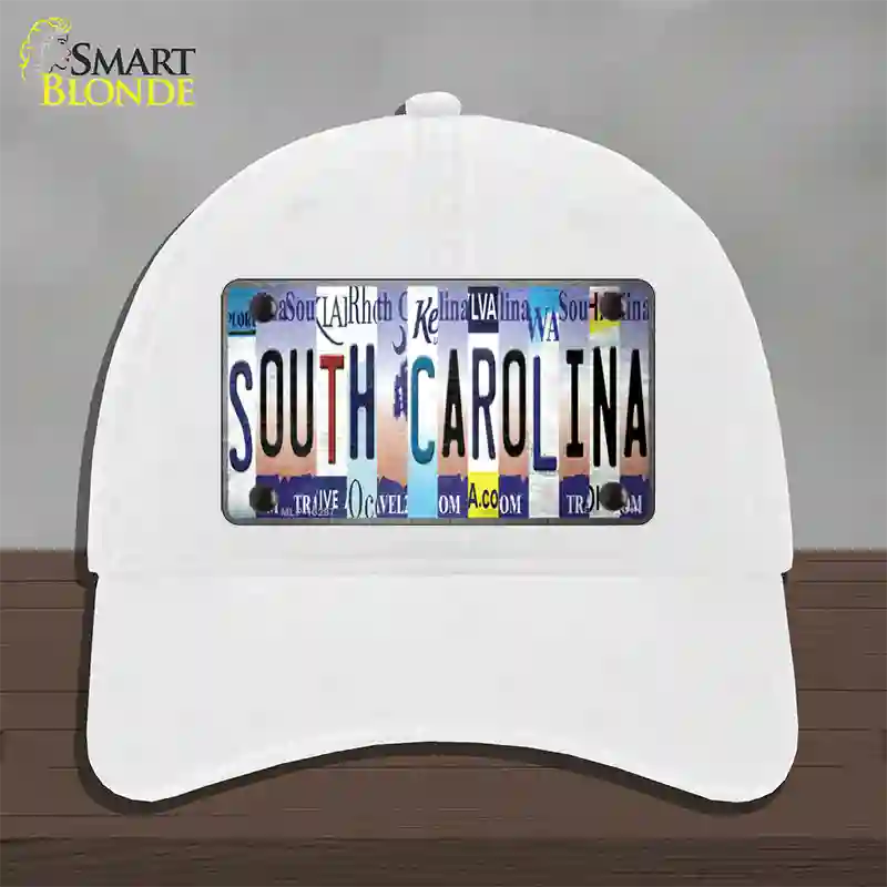 South Carolina Strip Art Novelty License Plate Hat Tag Unconstructed Cotton / White