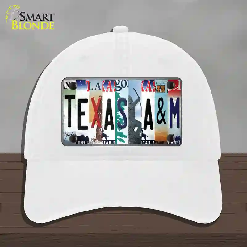 Texas A&M Strip Art Novelty License Plate Hat Tag Unconstructed Cotton / White