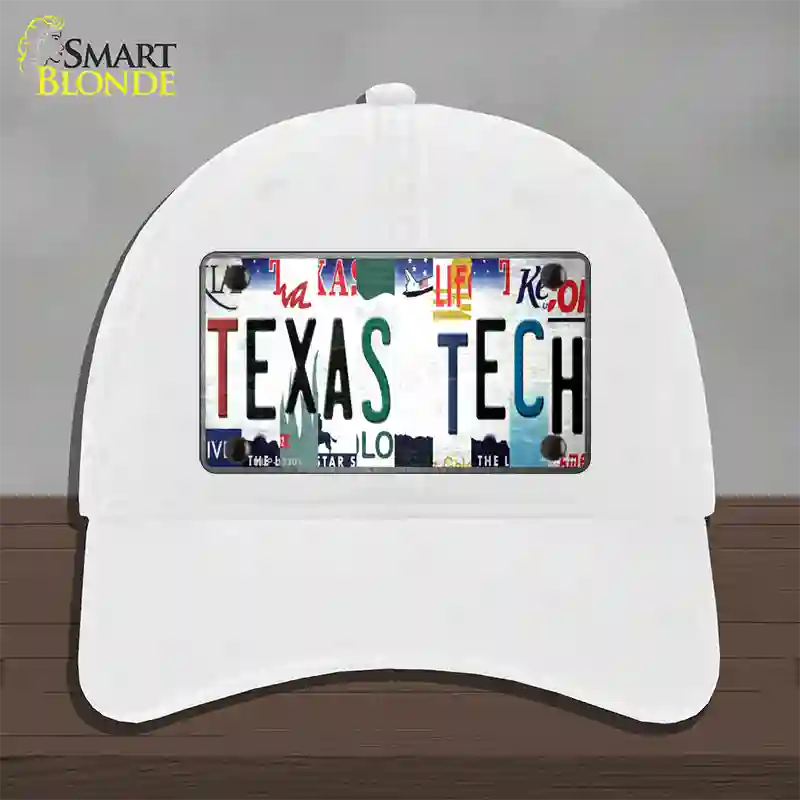 Texas Tech Strip Art Novelty License Plate Hat Tag Unconstructed Cotton / White