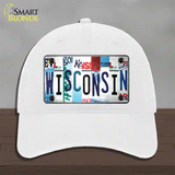 Wisconsin Strip Art Novelty License Plate Hat Tag Unconstructed Cotton / White