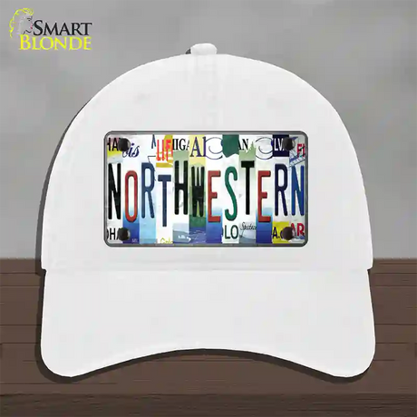 Northwestern Strip Art Novelty License Plate Hat Tag Unconstructed Cotton / White