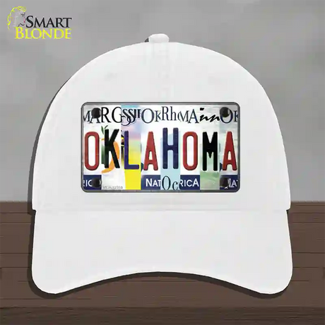 Oklahoma Strip Art Novelty License Plate Hat Tag Unconstructed Cotton / White