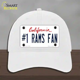 Number 1 Rams Fan Novelty License Plate Hat Tag Unconstructed Cotton / White