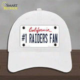 Number 1 Raiders Fan Novelty License Plate Hat Tag Unconstructed Cotton / White