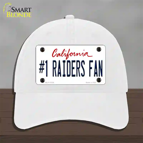 Number 1 Raiders Fan Novelty License Plate Hat Tag Unconstructed Cotton / White