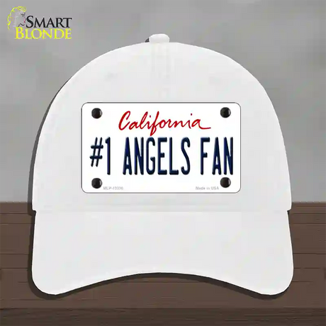 Number 1 Angels Fan Novelty License Plate Hat Tag Unconstructed Cotton / White