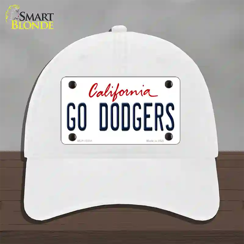 Go Dodgers Novelty License Plate Hat Tag Unconstructed Cotton / White