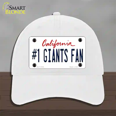 Number 1 Giants Fan Novelty License Plate Hat Tag Unconstructed Cotton / White