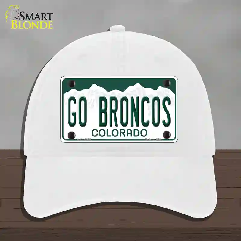 Go Broncos Novelty License Plate Hat Tag Unconstructed Cotton / White