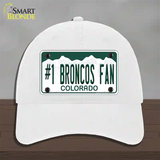 Number 1 Broncos Fan Novelty License Plate Hat Tag Unconstructed Cotton / White