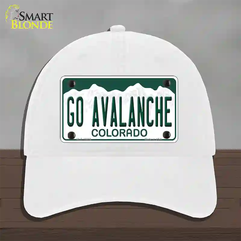 Go Avalanche Novelty License Plate Hat Tag Unconstructed Cotton / White