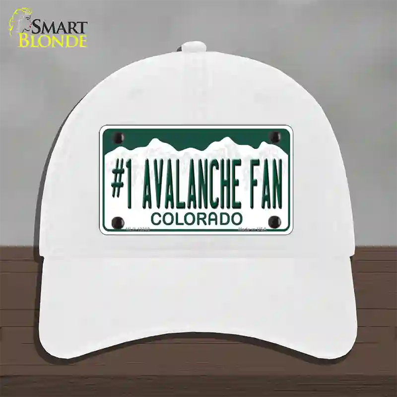 Number 1 Avalanche Fan Novelty License Plate Hat Tag Unconstructed Cotton / White