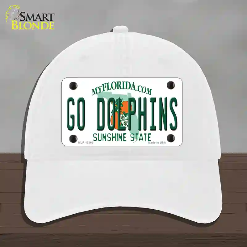 Go Dolphins Novelty License Plate Hat Tag Unconstructed Cotton / White