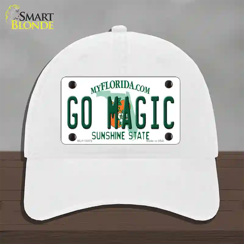 Go Magic Novelty License Plate Hat Tag Unconstructed Cotton / White