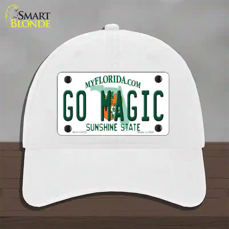 Go Magic Novelty License Plate Hat Tag Unconstructed Cotton / White