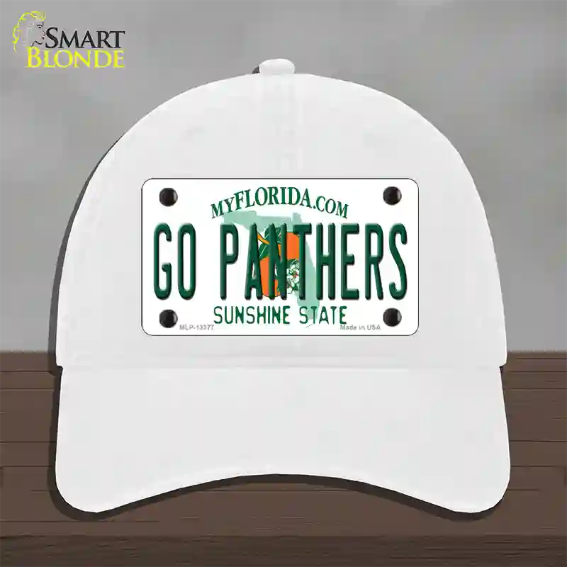 Go Panthers Novelty License Plate Hat Tag Unconstructed Cotton / White