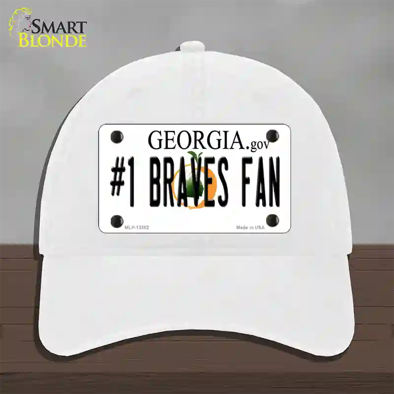 Number 1 Braves Fan Novelty License Plate Hat Tag Unconstructed Cotton / White