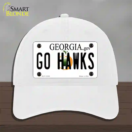 Go Hawks Novelty License Plate Hat Tag Unconstructed Cotton / White