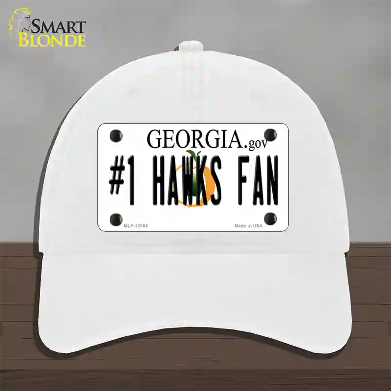 Number 1 Hawks Fan Novelty License Plate Hat Tag Unconstructed Cotton / White